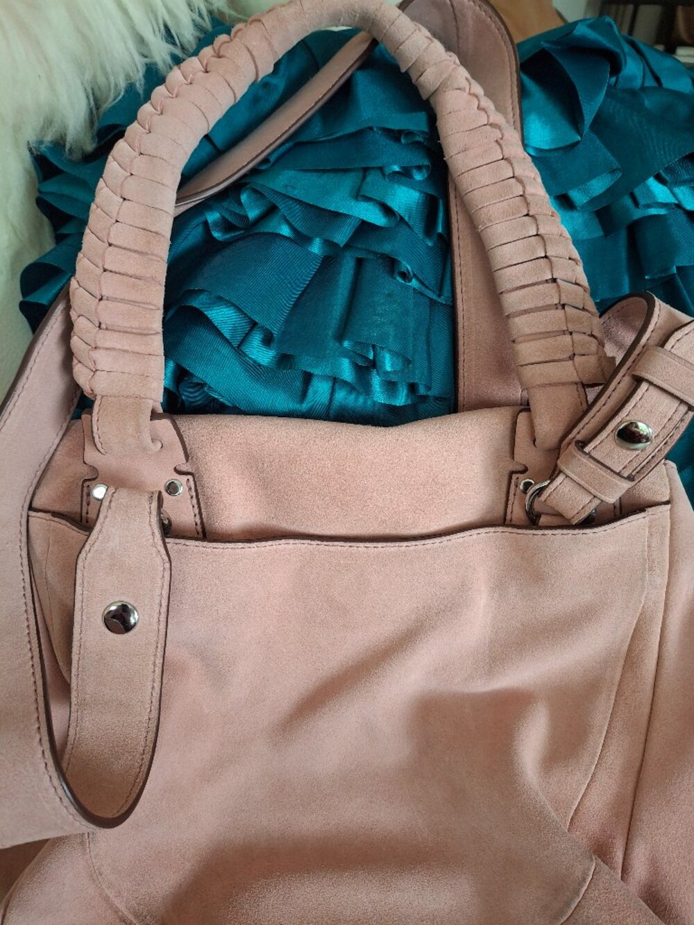 Elizabeth and James suede pink dusty rose bag